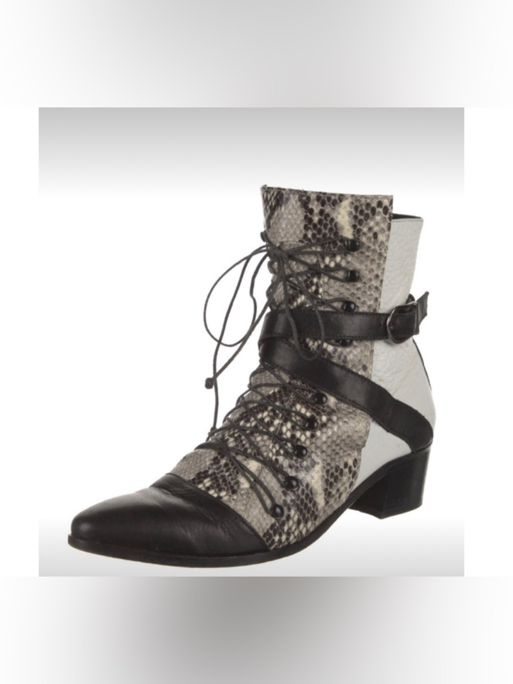 Modern Vice lace up snake print leather ankle boots